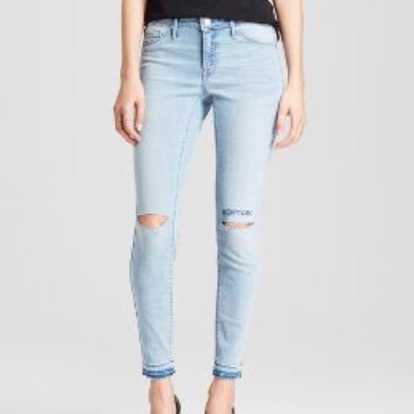 NWT Women's Jeans Mid Rise Knee Slits Released Hem Jeggings - Mossimo 18 - Picture 1 of 4